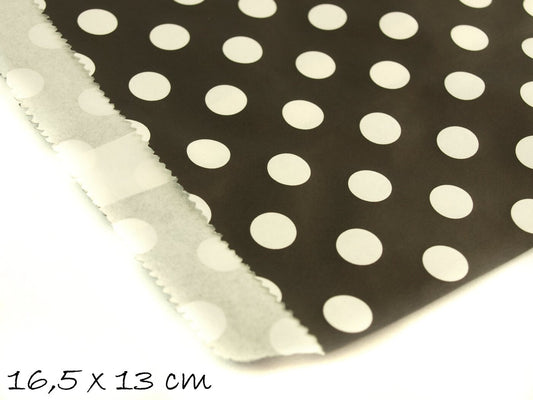10 Papiertüten schwarz weiß gepunktet 13 x 16,5 cm