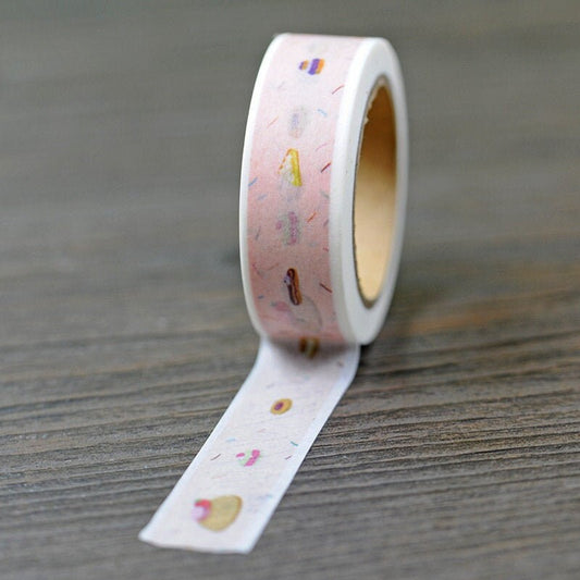 1 Rolle kreatives Tape Klebeband, Kuchen, rosa, 10 m lang, 15 mm breit