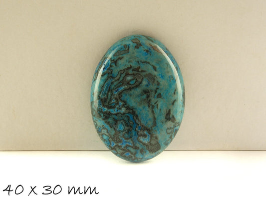 1 Stück  Cabochon, Ripple-Jasper,  40 x 30 mm, blau