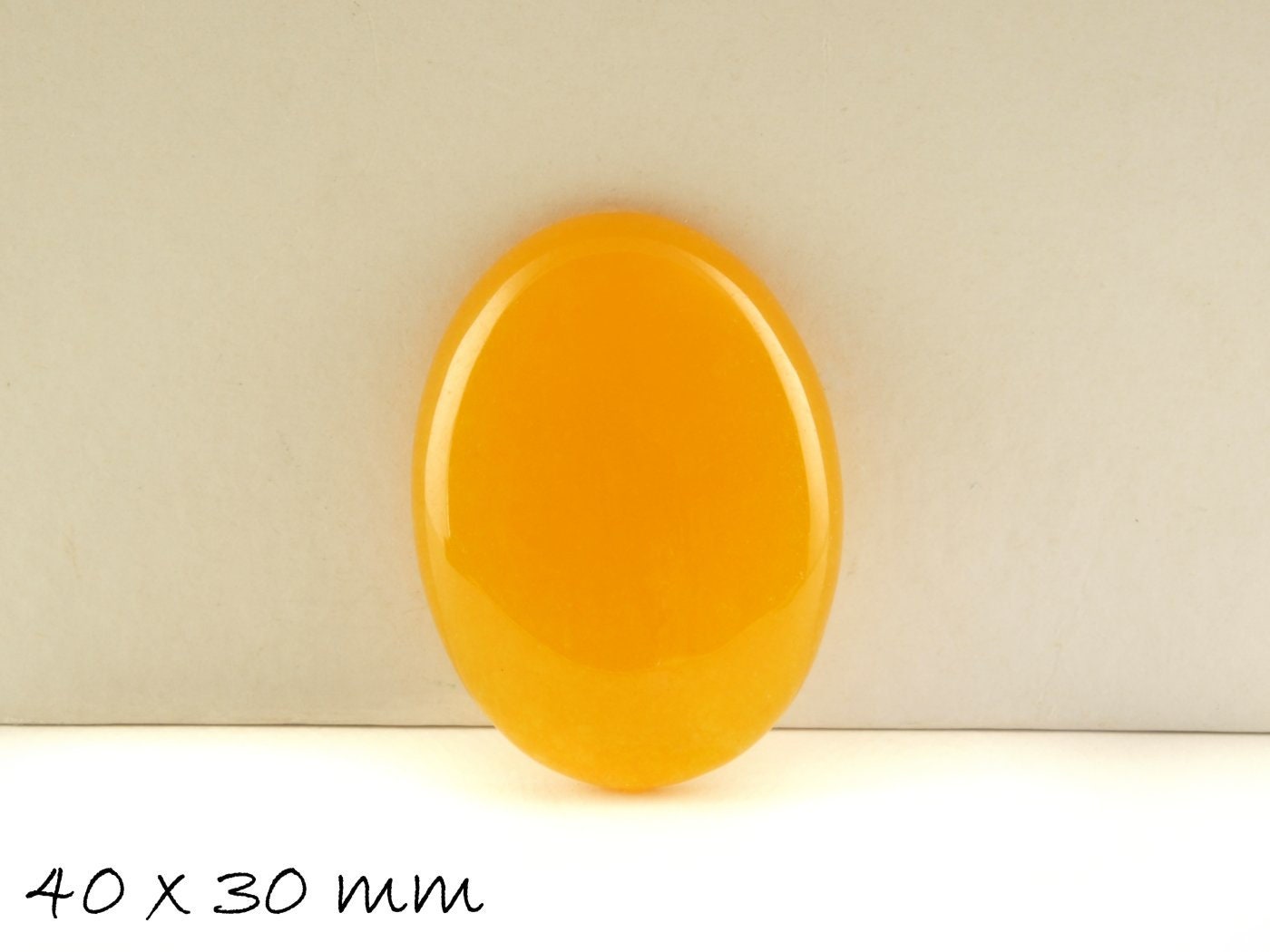 1 Stück Edelstein Cabochon, gelbe Jade, 40 x 30 mm