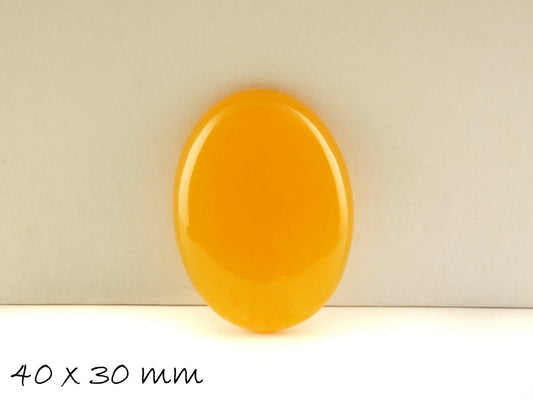 1 Stück Edelstein Cabochon, gelbe Jade, 40 x 30 mm