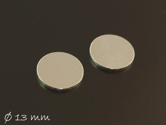 6 Stück runde Aluminium Stempel Plättchen silber Ø 13 mm, Ohne Lochung