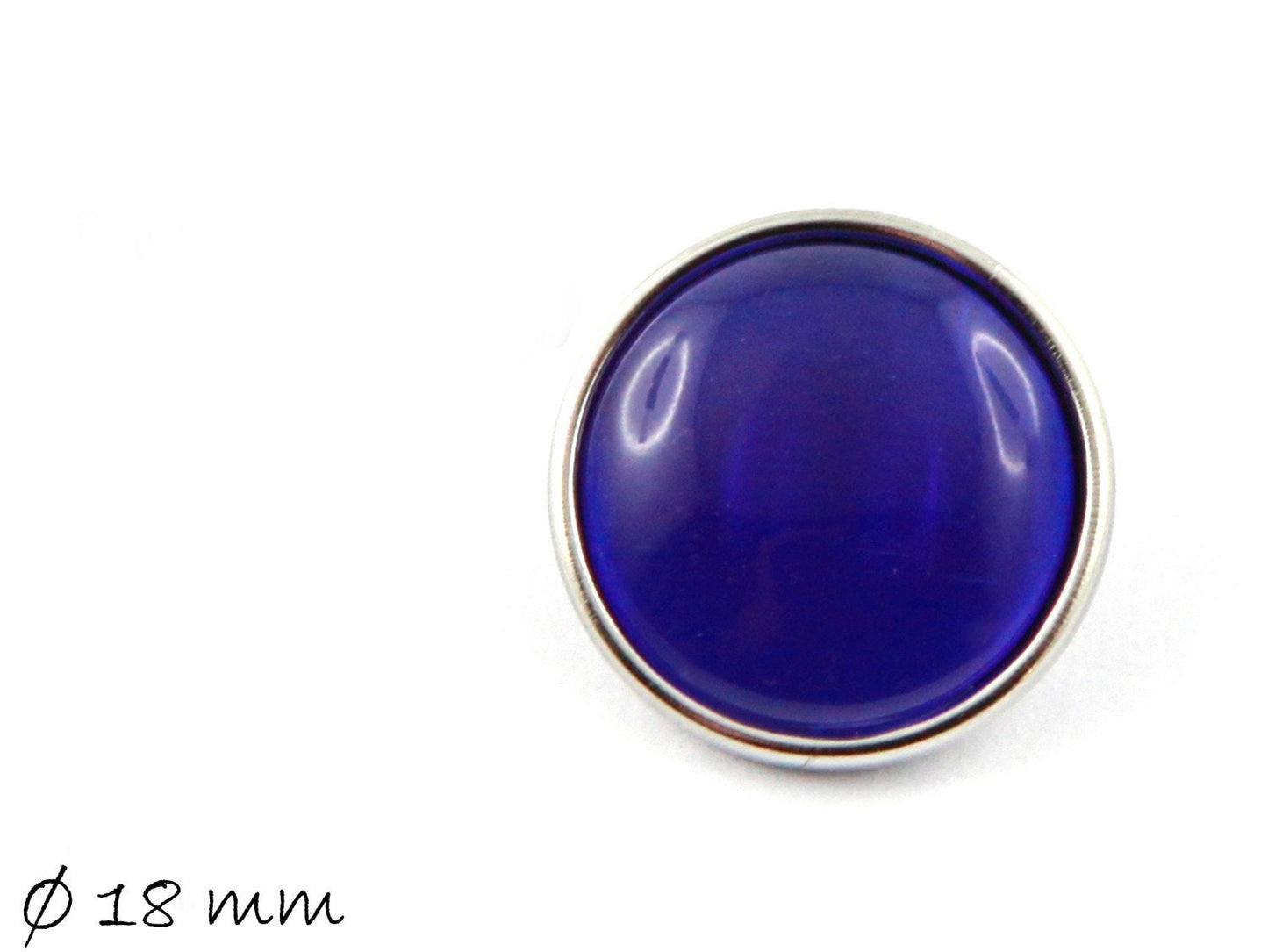 1 Stück Druckknopf mit Cateye Cabochon 18 mm Dunkelblau