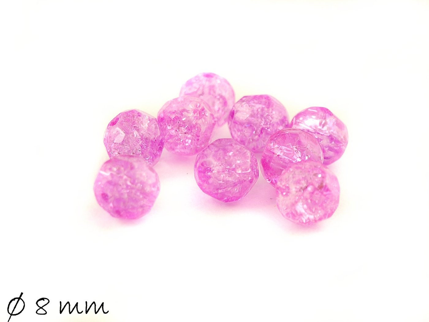 10 Stück Glassschliffperlen, facettiert, pink, Ø 8 mm