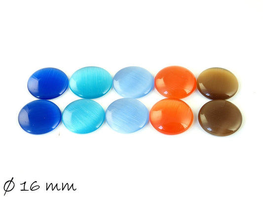 10 Stück runde Cateye Glas Cabochons 16 mm Mix 2