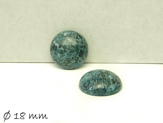 2 Stück Edelstein runde Cabochons, Ripple-Jasper, Ø 18, blau