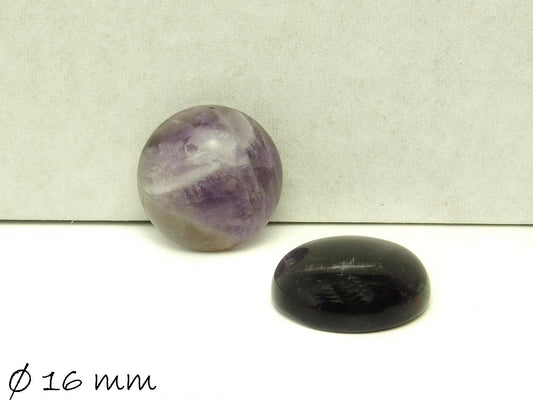 2 Stück Edelstein Cabochons, Amethyst, Ø 16 mm