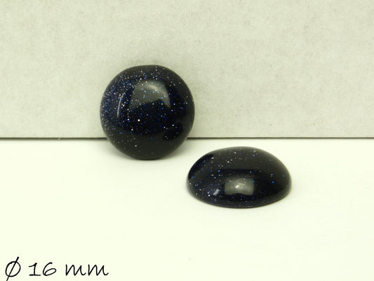 2 Stück Glascabochons, violetter Goldfluss, 16 mm