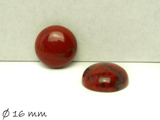 2 Stück Edelstein Cabochons, roter Jasper, 16 mm
