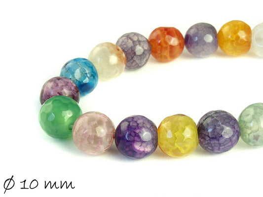 10 Stück natürliche Achat Perlen als bunter Farbmix, Ø 10 mm