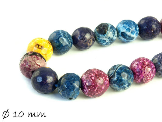 10 Stück natürliche Achat Perlen als bunter Farbmix, Ø 10 mm, 2
