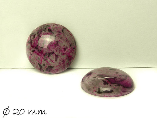 2 Stück Edelstein runde Cabochons, Ripple-Jasper, Ø 20, lila