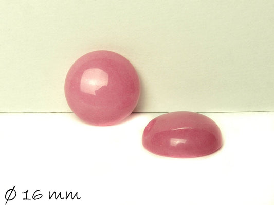 2 Stück Edelstein Cabochons, Jade, 16 mm, rosa
