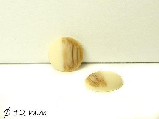 6 Stück runde Resin Cabochons, Holz-Imitat, braun, Ø 12 mm