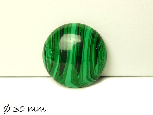1 Stück Cabochon, Synth. Türkis (Malachit), Ø 30 mm