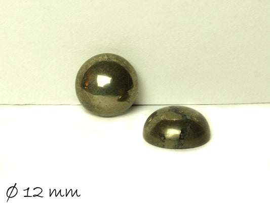 2 Stück Edelstein Cabochons, natürliches Pyrit, Ø 12 mm