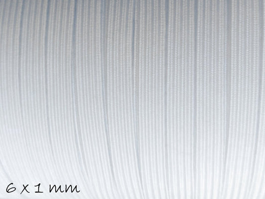 0,36EUR/m - 5 m Elastische Schnur, 6 mm breit, weiß
