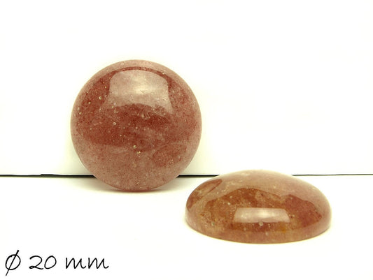 2 Stück Edelstein Cabochons, Erdbeerquarz, 20 mm