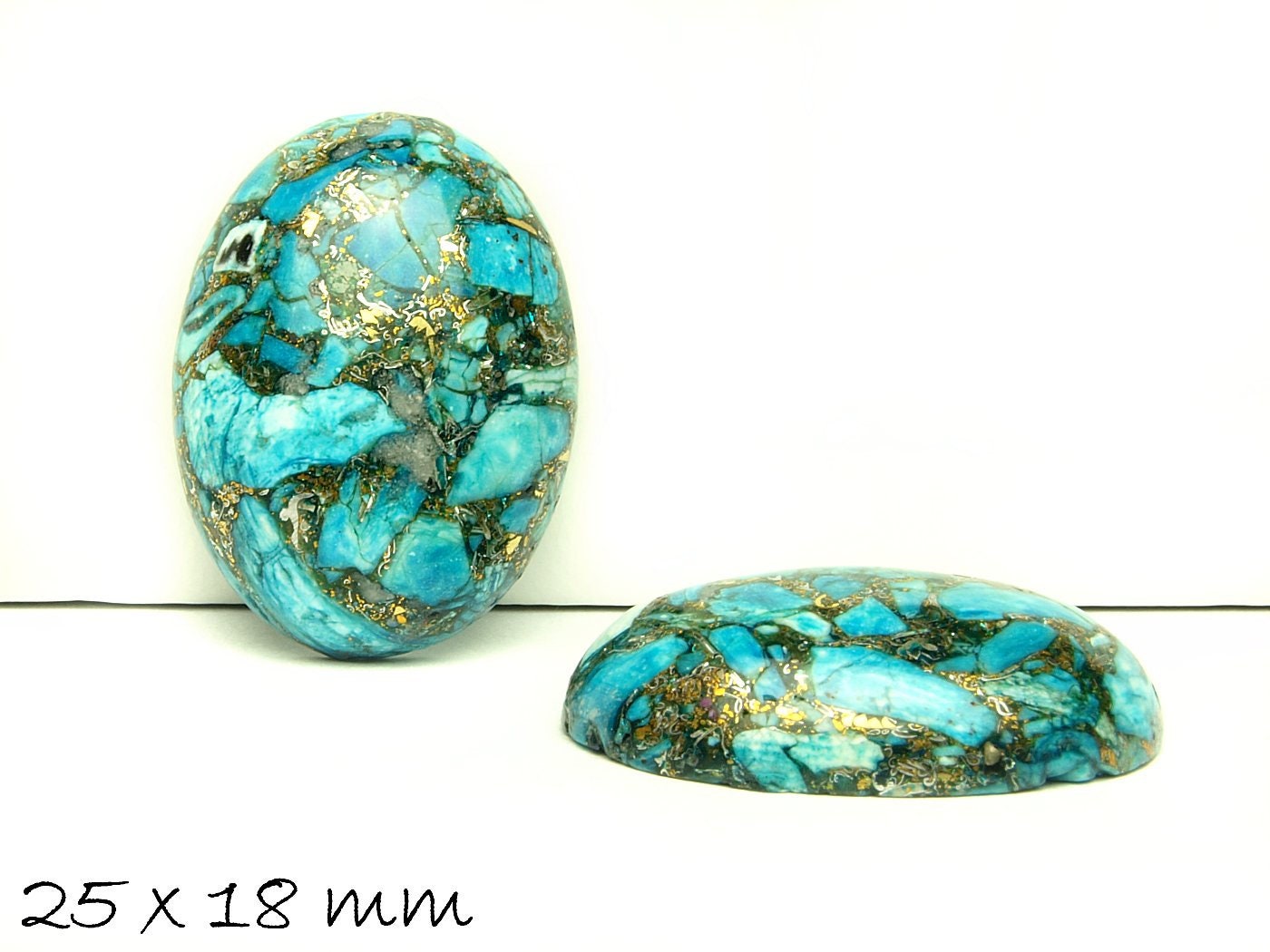 1 Stück ovaler Cabochon, synthetischer Türkis, 25 x 18 mm