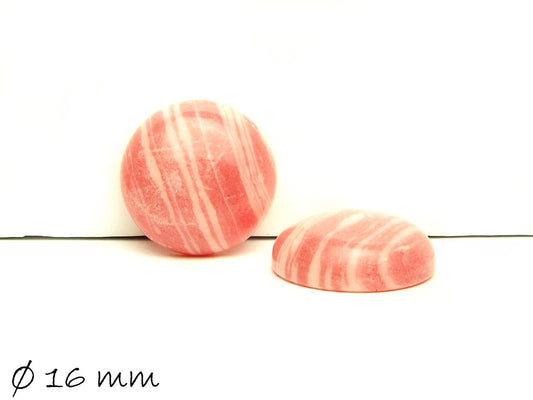 2 Stück Edelstein Cabochons, Rosenspat, Rhodochrosit, Ø 16 mm