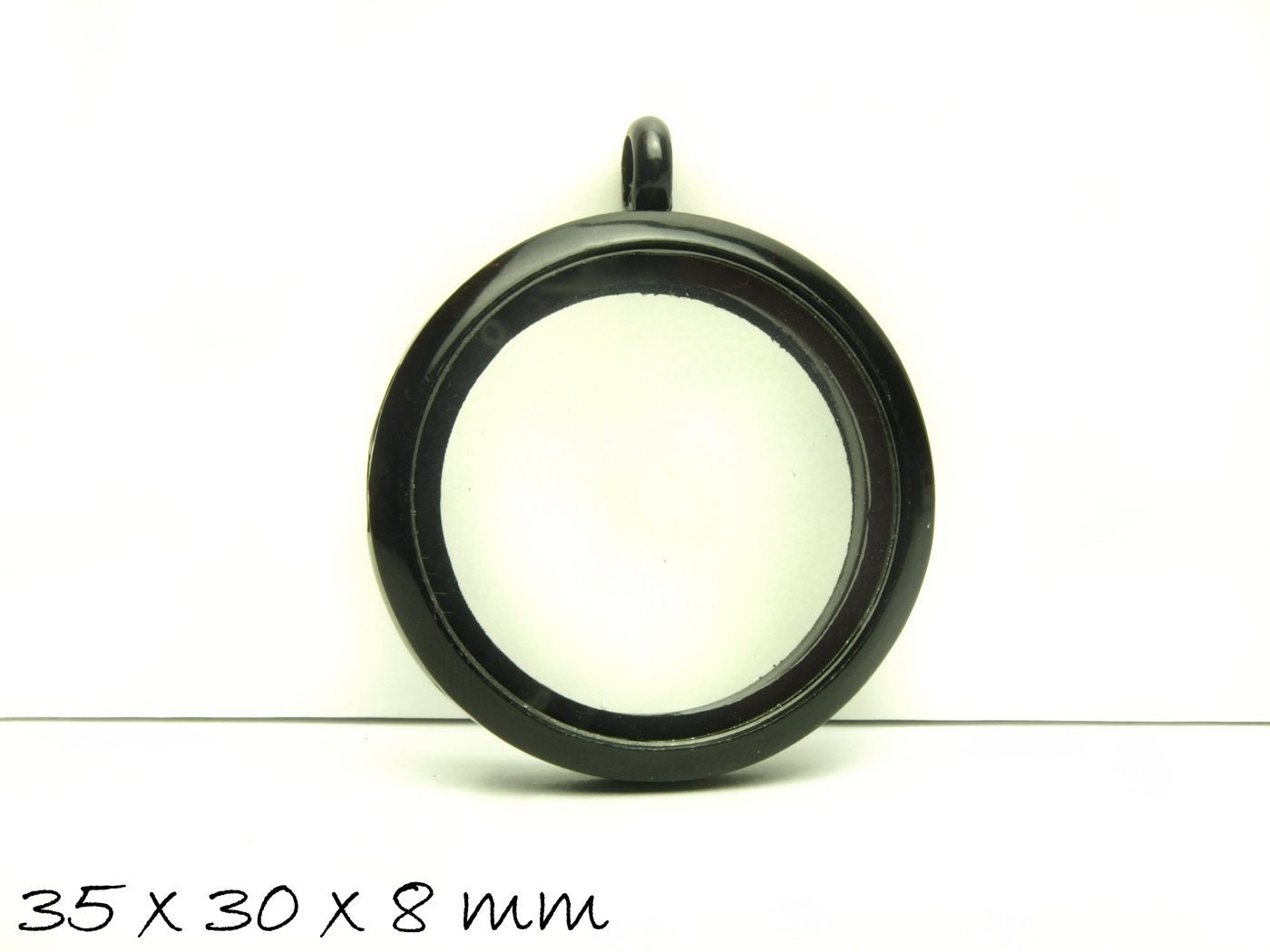 FloatingGlas memory locket Klappmedaillon schwarz