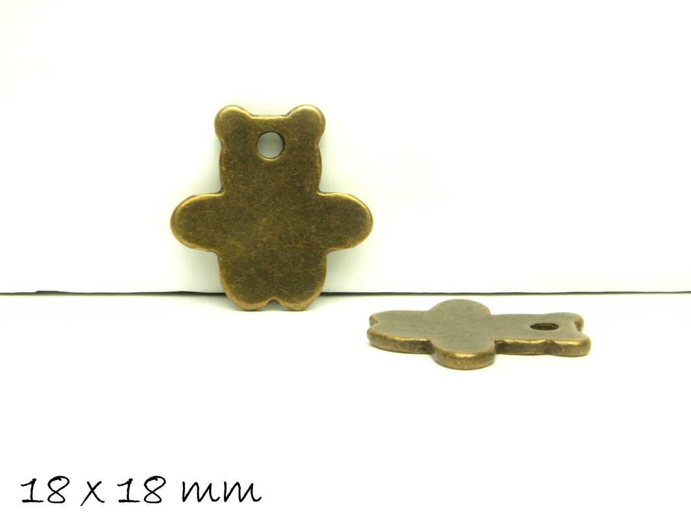 6 Stück Anhänger Stempel Teddy Bär bronze 18 x 18 mm