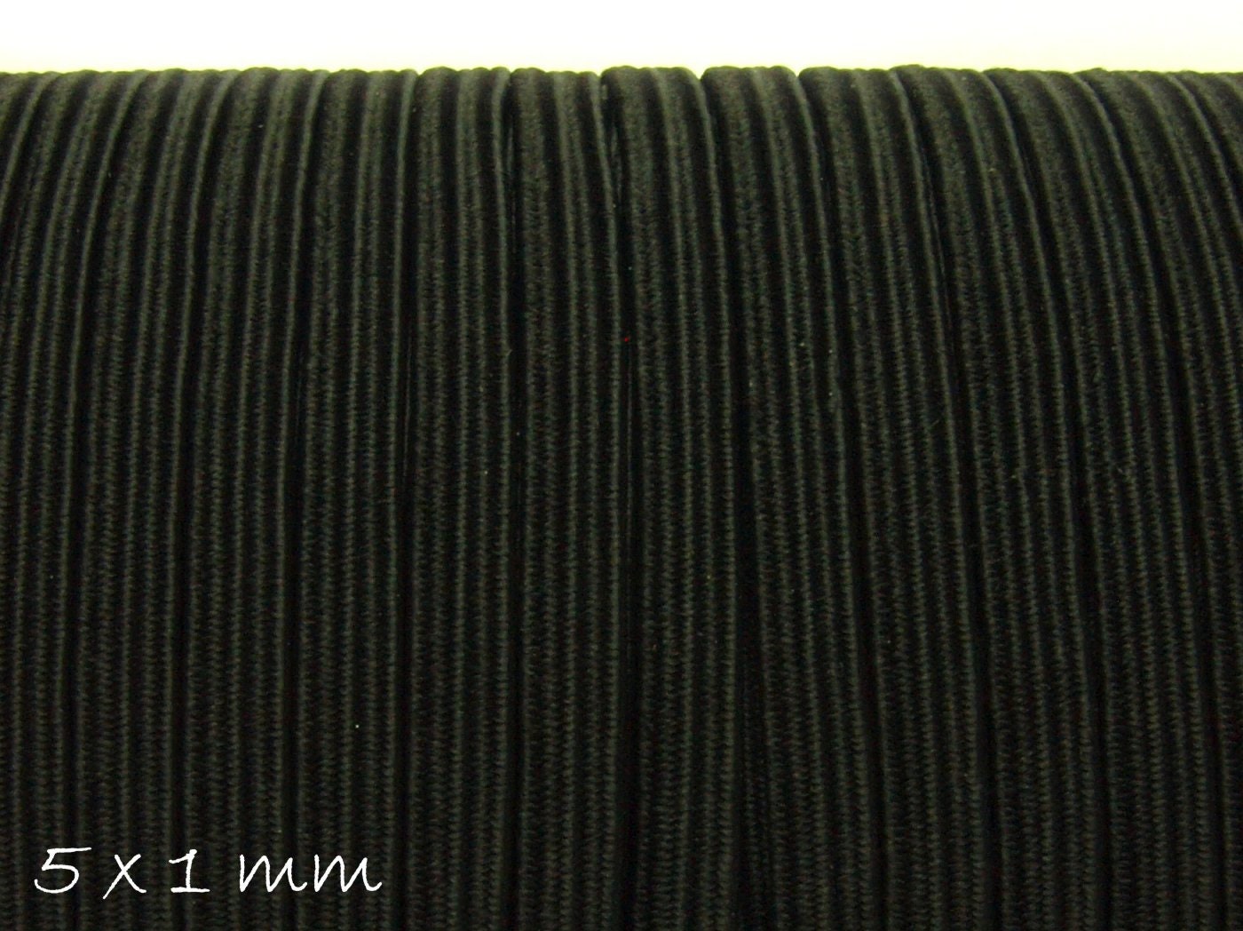 0,36EUR/m - 5 m Elastische Schnur, 5 mm breit, schwarz