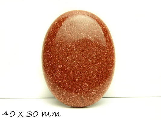 1 Stück Glascabochon, Goldfluss, oval 40 x 30  mm