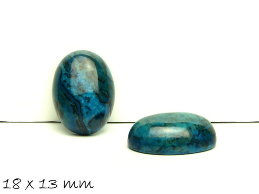 2 Stück Edelstein Ovale Cabochons, Ripple-Jasper, 18 x 13 mm, blau