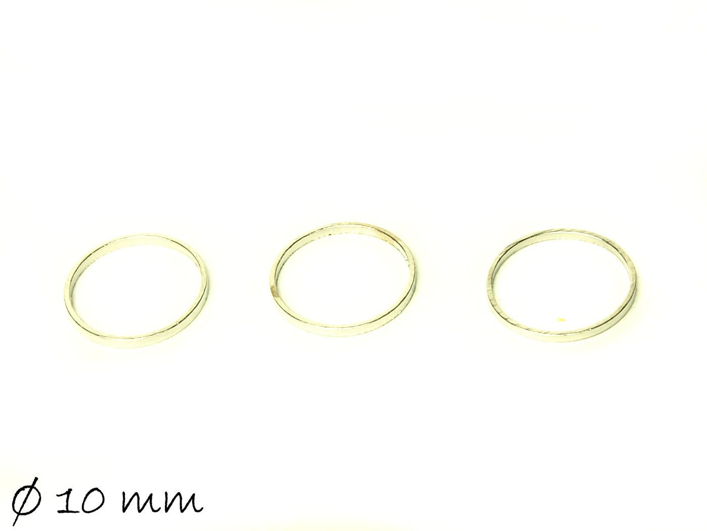 4 Stück Verbinder Messing, rund, in silber, Ø 10 mm