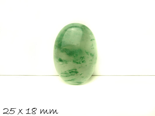 1 Stück ovaler Edelstein-Cabochon, Moos Achat, 25 x 18 mm, hell