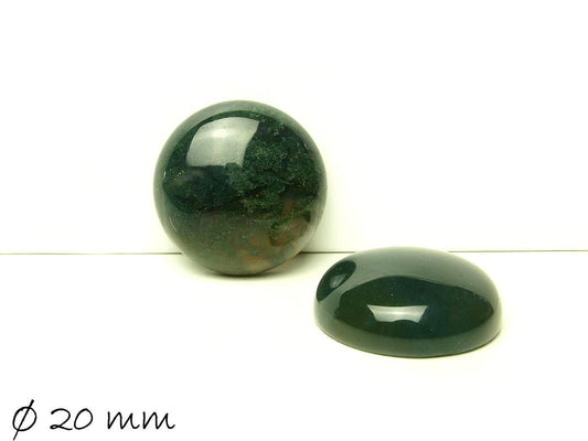 2 Stück Edelstein Cabochons, Moos Achat, Ø 20 mm