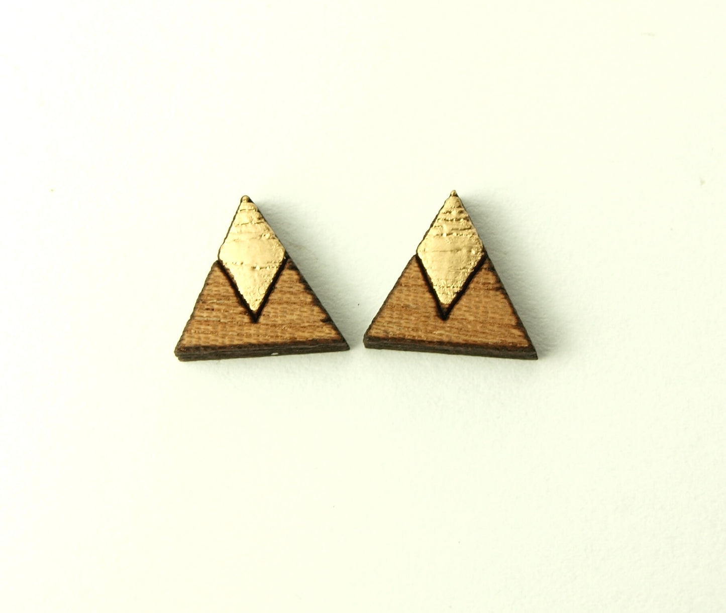 Ohrstecker nach Wahl Dreieck geometrisch gold Holz Ohrringe Stecker