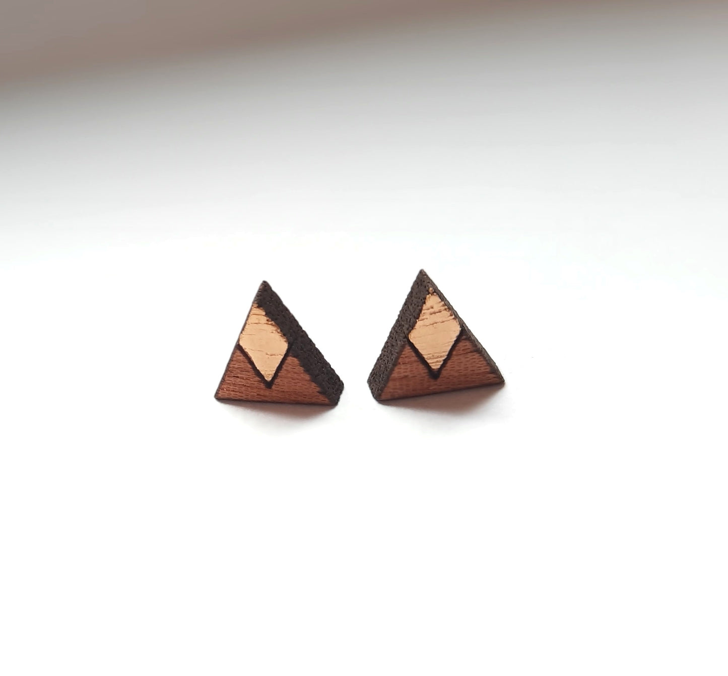 Ohrstecker nach Wahl Dreieck geometrisch gold Holz Ohrringe Stecker