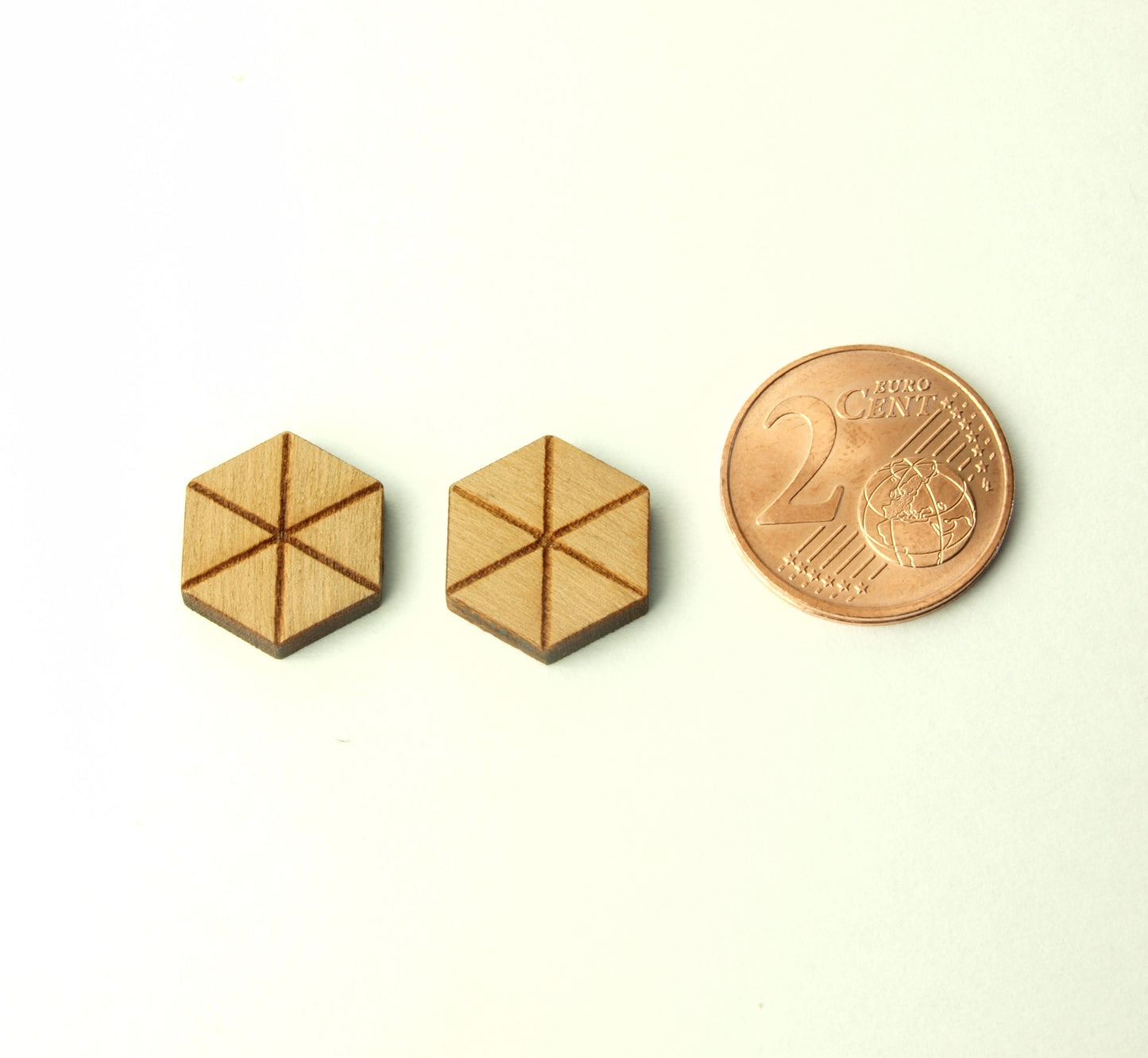 Ohrstecker Sechseck Hexagon Dreiecke retro Muster Wabe Holz Ohrringe