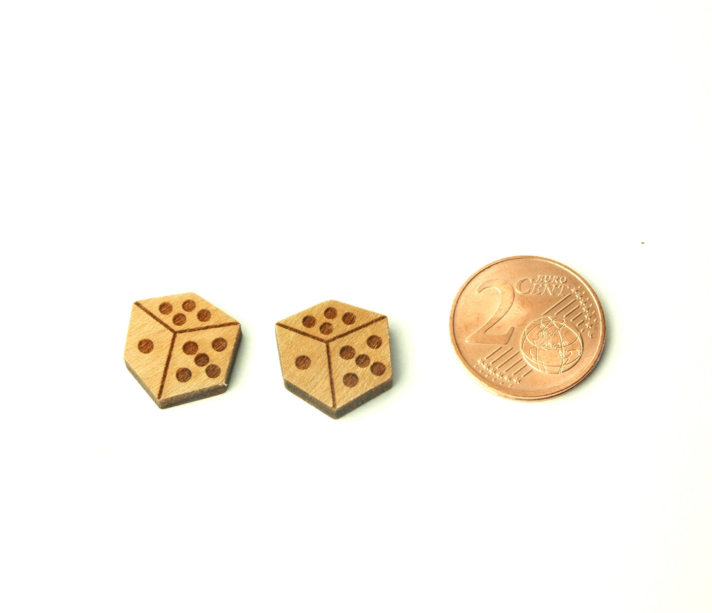 Ohrstecker Würfel Spiel Sechseck Hexagon 3D Muster Holz Ohrringe