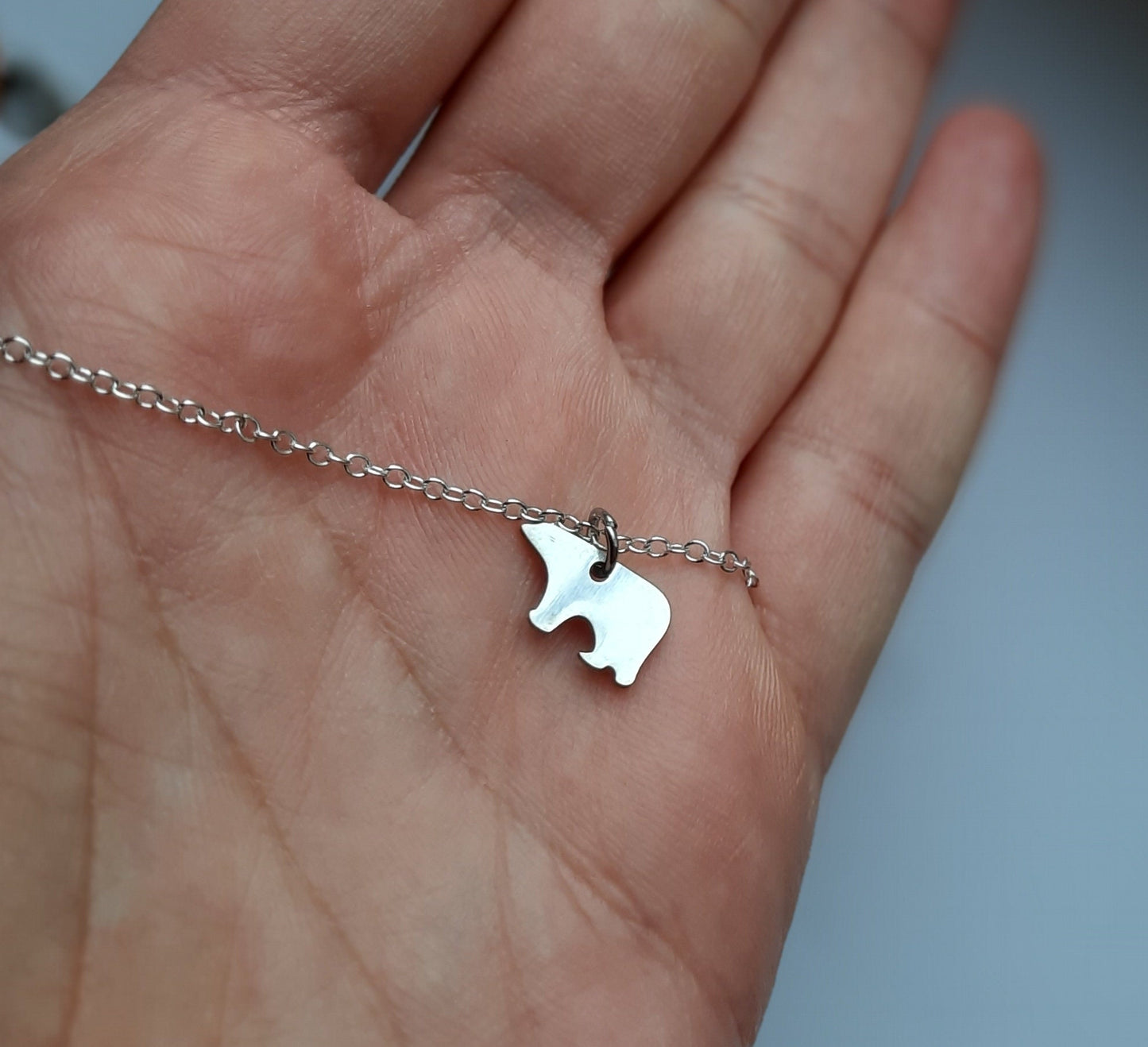 Kette Bär Eisbär Edelstahl Anhänger silbern