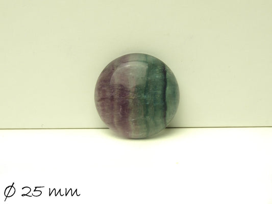 1 Stück Edelstein Cabochon Regenbogen-Fluorit, Ø 25 mm