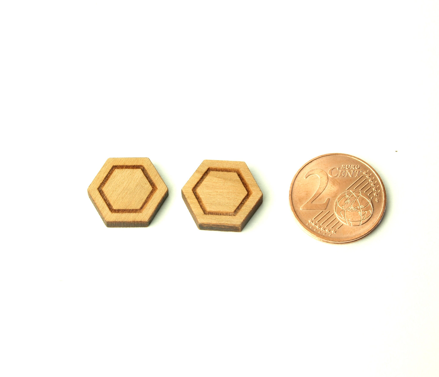 Ohrstecker Sechseck Hexagon 3D retro Muster Wabe Holz Ohrringe