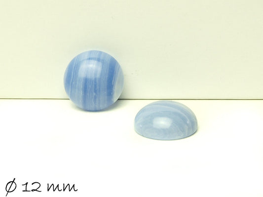 2 Stück Edelstein Cabochons Achat, rund, hellblau Ø 12 mm