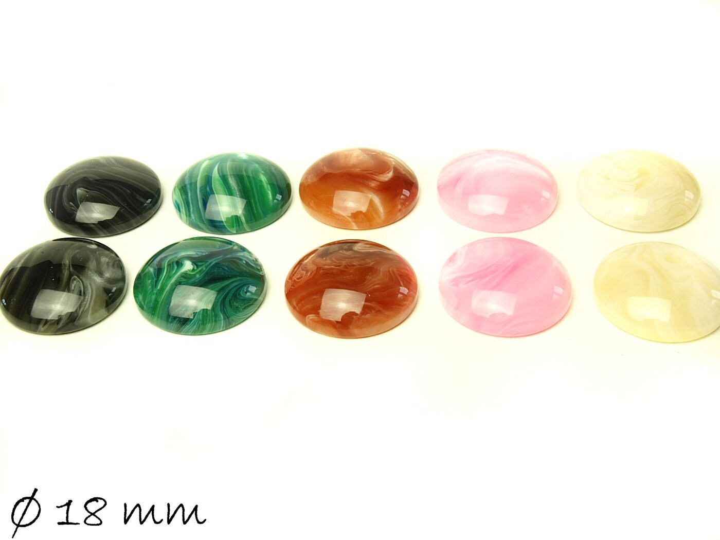 10 Stück runde Resin Cabochons, Achat-Imitat, Ø 18 mm,Mix