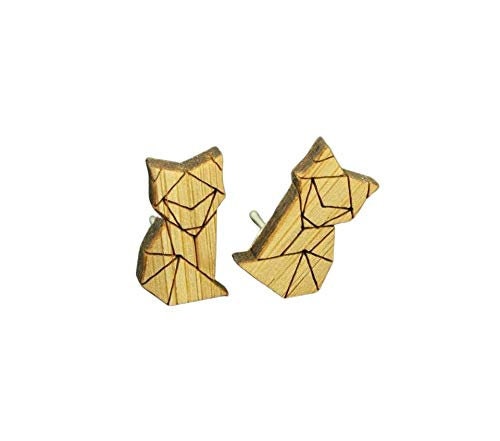 Ohrstecker Fuchs Holz Ohrringe Stecker Origami