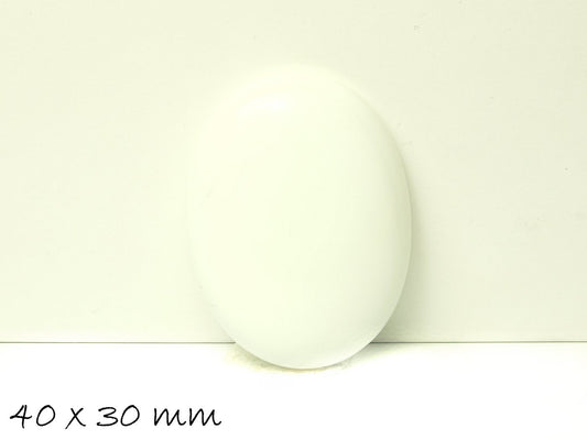 1 Stück Cabochon,  Porzellan, 40 x 30 mm, weiß