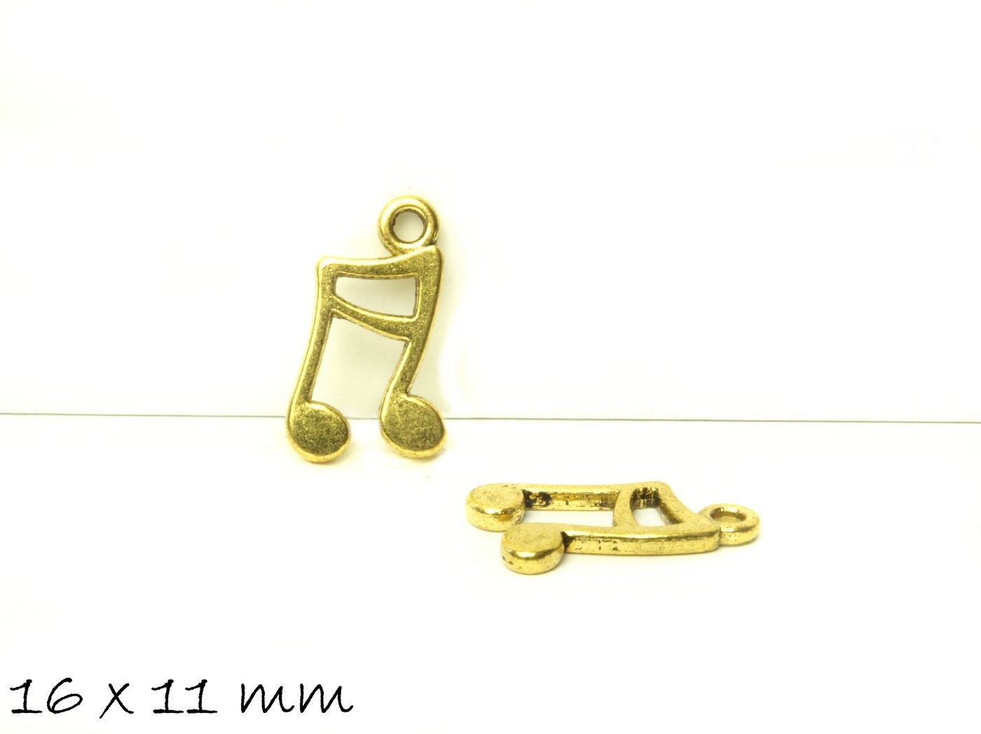 6 Stück Anhänger Note gold 16 x 11 mm