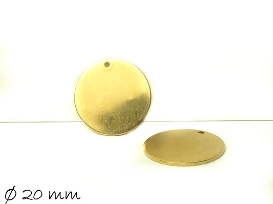 6 Stück Stück runde Messing Stempel Plättchen, Ø 20 mm