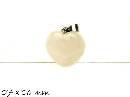 1 Stück Herz Anhänger Rosenquarz 27 x 20 mm