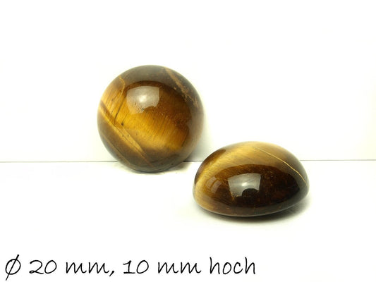 2 Stück Edelstein  Cabochons, Halbkugel, Tigerauge, 20 mm, 10 mm hoch