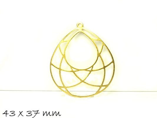 2 Stück Anhänger, Ornament, gold, 43 x 37 mm