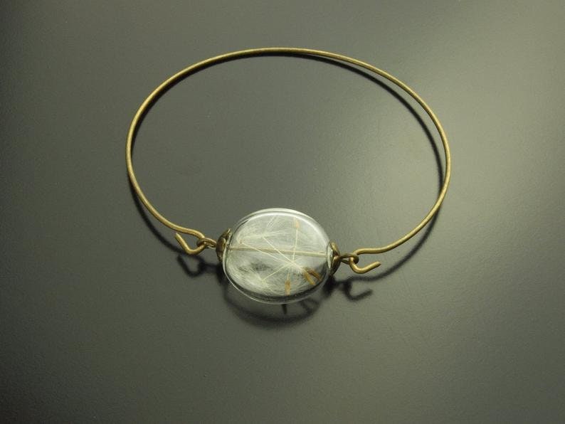 Echte Pusteblumen Armband Farbe nach Wahl Glas Perle