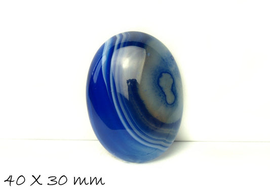 1 Edelstein Cabochon Achat 40 x 30 mm, blau